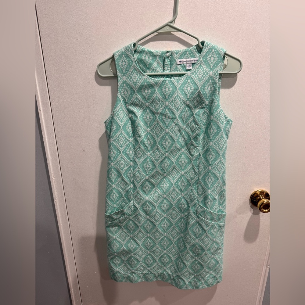 Southern Tide Aqua Geometric Mini Dress